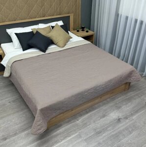 Покривало двостороннє на ліжко, диван куб (140х215см) Decorator Microfiber. Колір сіро-коричневий з бежевим