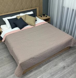 Покривало на ліжко двостороннє куб (215х240см) Decorator Microfiber. Колір какао з рожевим