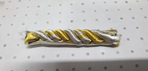 Шнур-канат витий декоративний 10 мм моток 100ярдів Срібло+Жовтий