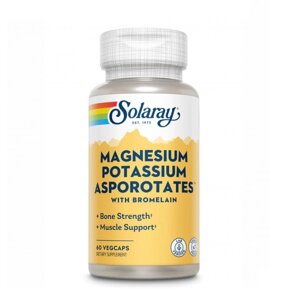 Аспартат магнію та кальцію Solaray Magnesium & Potassium Asporotate 60 vcaps (1086-2022-10-1022)