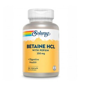 Бетаїн гідрохлорид Solaray Betaine HCl 250mg 180 vcaps (1086-2022-10-1016)