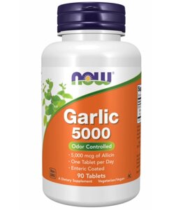 Часник Now Foods Garlic 5000 Enteric 90 tabs (1086-2022-10-2383)