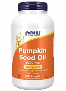 Олія насіння гарбуза Now Foods Pumpkin Seed Oil 1000mg 200 sgels (1086-2022-10-2386)