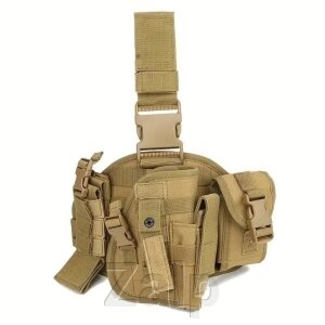 Кобура стегнова з кишенями Molle універсальна Oxford 900D Khaki від компанії Zalp - фото 1