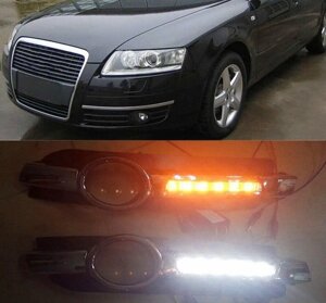 Рамки туманок AUDI A6 C6 c DRL та покажчиком поворот (04-08 р. в.)