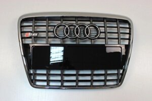 Решітка радіатора AUDI A6 C6 чорна з хромом, стиль S6 (04-11 р. в.)