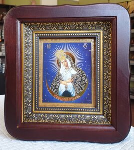 Остробрамська ікона Богородиця у фігурному кіоті, розмір 20*18, лік 10*12, асортимент богородичних