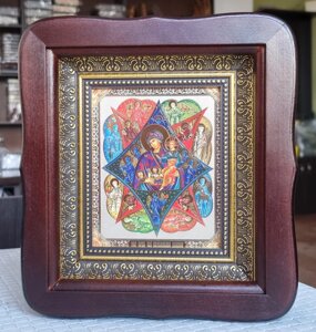 Ікона П. Б. Неопалима Купіна у фігурному кіоті, розмір 20*18, лік 10*12, асортимент богородичних