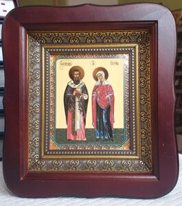 Ікона Св. Кіпріян і Устинія у фігурному кіоті, розмір 20*18, лік 10*12, асортимент іменних