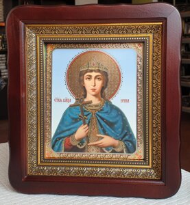 Ікона Свята мучениця Ірина у фігурному кіоті під склом, розмір кіота 26*23 розмір ліка 15*18