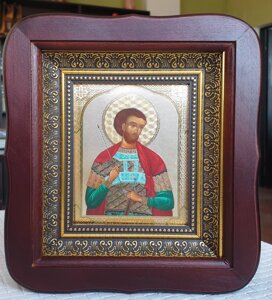 Ікона Святий Іоанн воин у фігурному кіоті під склом, розмір 20*18 розмір ліку 10*12, асортимент