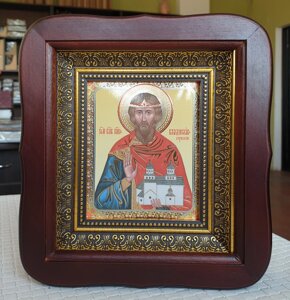 Ікона Святий князь Владислав у фігурному кіоті під склом, розмір 2018 розмір ліка 1012