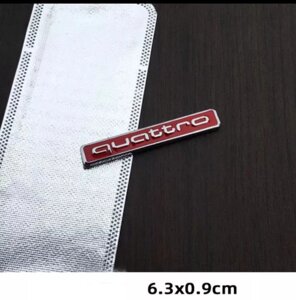 Шильд Quattro значок емблема прикраса шильдик для автомобіля авто червоний