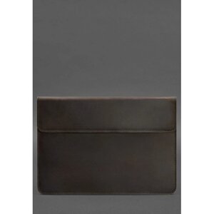 Шкіряний чохол-конверт на магнітах для MacBook 15 дюйм темно-коричневий