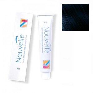 Крем-фарба для волосся Nouvelle Hair Color 1.10 синяво-чорний 100 мл
