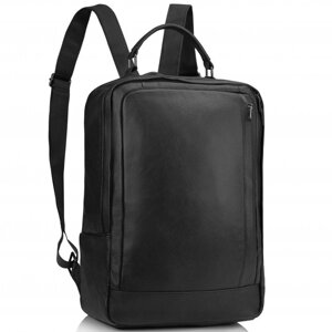 Чоловічий шкіряний чорний рюкзак для ноутбука Tiding Bag A25F-8834A