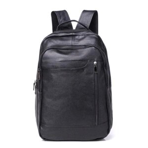 Чоловічий шкіряний рюкзак для ноутбука Чорний Tiding Bag