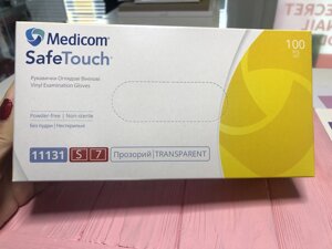 Вінілові медичні рукавички розмір S Medicom SafeTouch 100шт