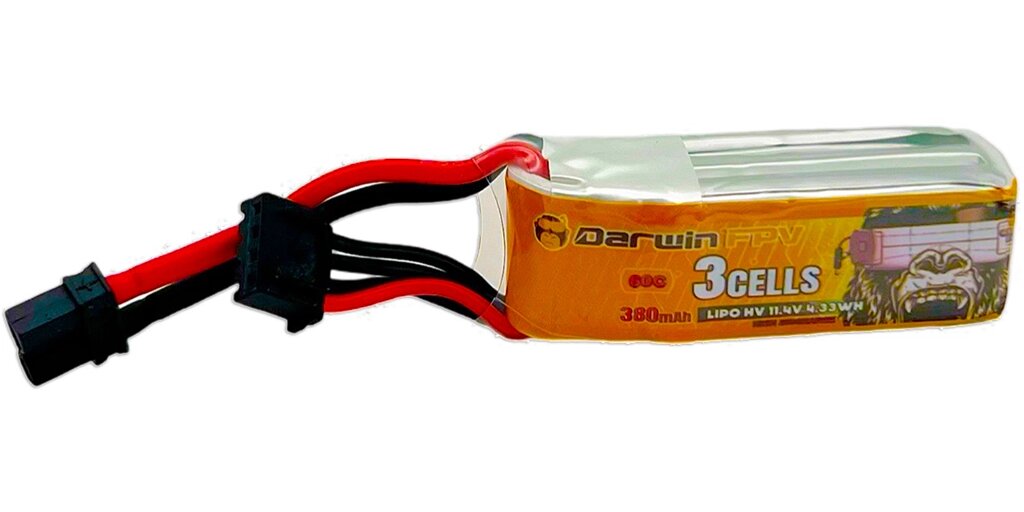 Акумуляторна батарея для FPV дронів DarwinFPV 380mAh 3S 11.4V 60C для дронів CineApe та BabyApe від компанії Wondertech - фото 1