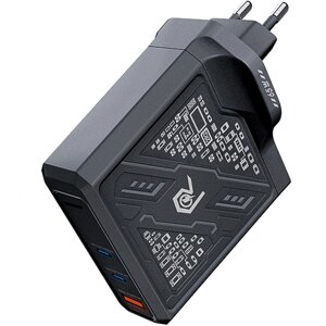 Швидка зарядка gan 65W REMAX RP-U108 2xtype-C + 1xusb-A чорний