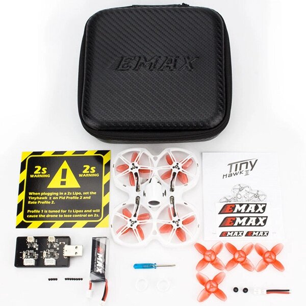 Міні-квадрокоптер EMAX Tinyhawk II RTF Kit - комплект: квадрокоптер, FPV окуляри, пульт від компанії Wondertech - фото 1