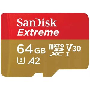 Карта памяти SanDisk microSDXC C10 64GB UHS-I U3 R170/W80MB/s Extreme V30 (SDSQXAH-064G-GN6MN)