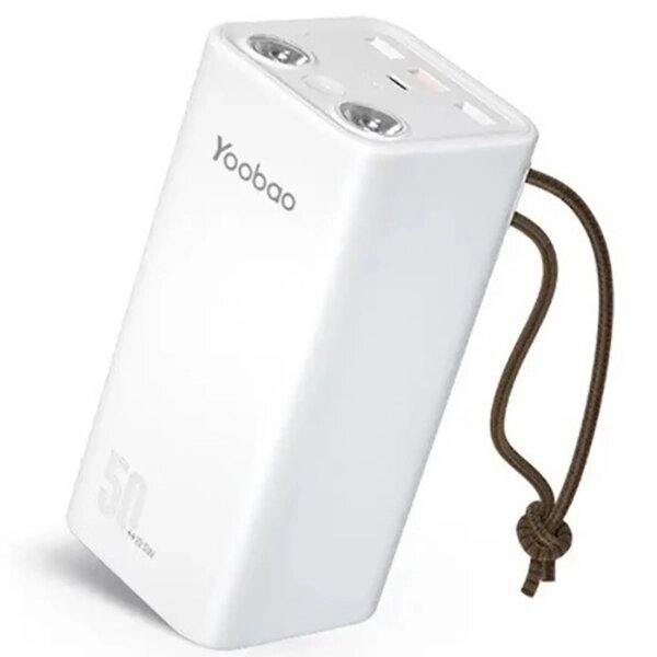 Повербанк із швидкою зарядкою 50000 mAh 22.5W Yoobao H5, SCP PD+QC, із ліхтариком Білий від компанії Wondertech - фото 1