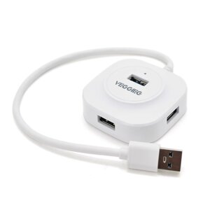 Хаб VEGGIEG V-U3403 USB 3.0 4 порту, 480Mbts, харчування від USB, White, 0,3m, Box