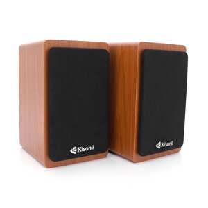 Колонки kisonli X23BT, 2x5W, USB/ AUX/BT, DC: 5V/1-2A, wooden, BOX, Q15