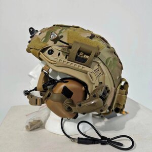 Комплект шолом койот Wendy PE NIJ IIIA + навушники Earmor M31/M32 + кавер з противагою + кріплення Чебурашки