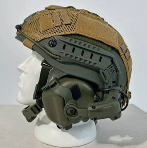 Комплект шолом олива Wendy PE NIJ IIIA + навушники Earmor M31/M32 + кавер + кріплення Чебурашки