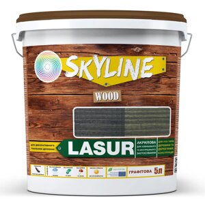 Лазур декоративно-захисна для обробки дерева LASUR Wood SkyLine Графітова 5 л