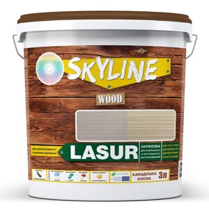 Лазур декоративно-захисна для обробки дерева LASUR Wood SkyLine Канадська сосна 3 л