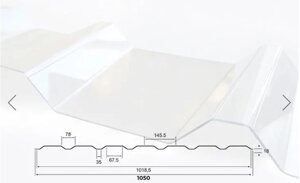 Профільований монолітний полікарбонат TOPLIGHT T 207/35 "Klockner" 1мм 1100х6000мм