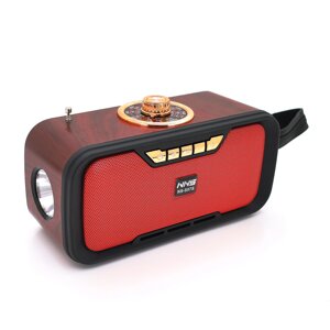 Радіо з ліхтариком NS-S270-S, FM/AM/SW радіо + Solar, Входи: TFcard, USB, Wireless speaker, Bluetooth, Red, Box