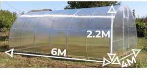 Теплиці Веган з полікарбонатом 4мм Розмір 46х2.2м Оцинкована  квадратна труба