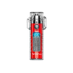 Запальничка дугова з ліхтариком KY-RD, LED 3 режиму, Li-ion 260mAh, Type-C, IP56, 95x28mm, Red, BOX