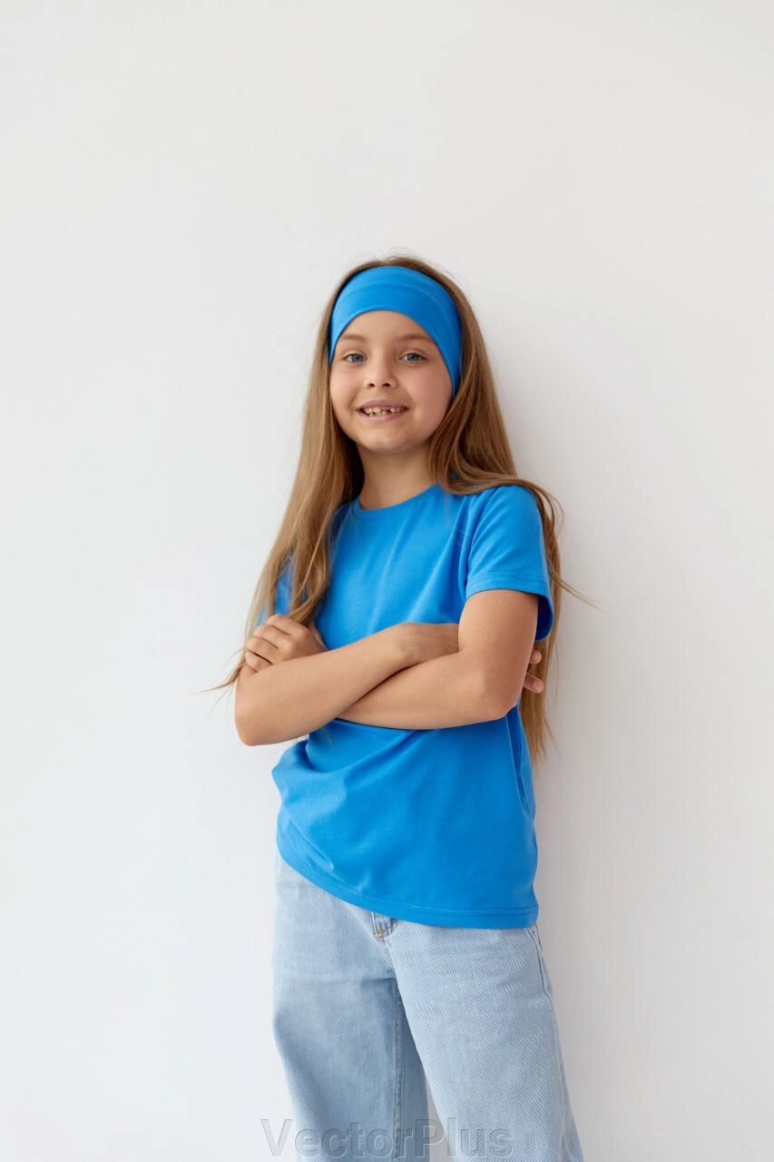 Базова дитяча однотонна футболка колір блакитний нар. 110 440832 від компанії VectorPlus - фото 1