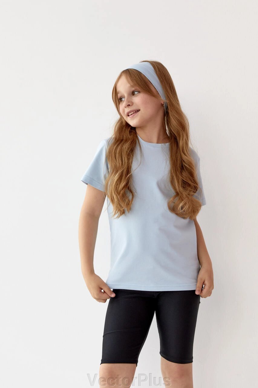 Базова дитяча однотонна футболка колір світло-блакитний р. 110 440833 від компанії VectorPlus - фото 1
