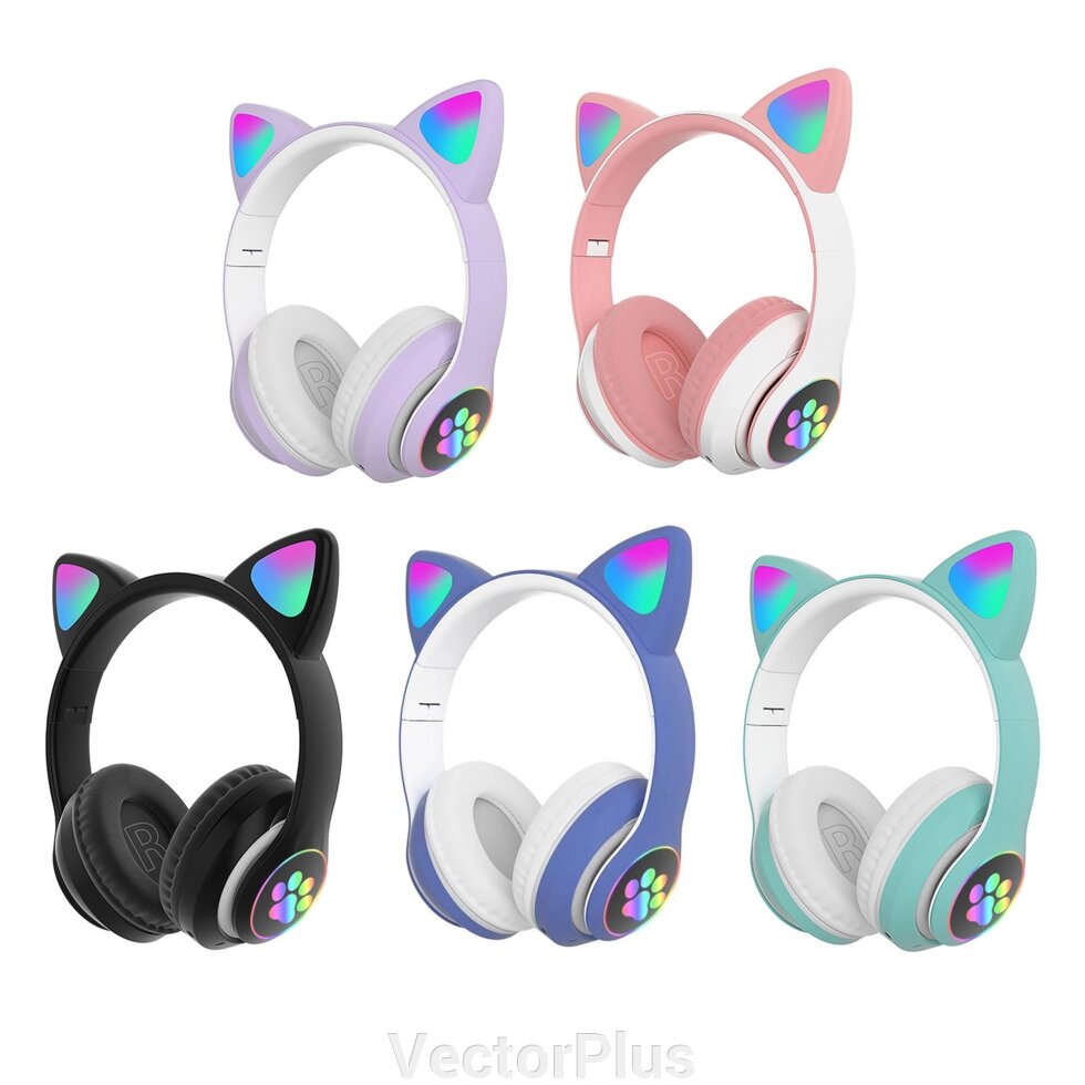 Бездротові Bluetooth навушники Wireless CAT STN-28 чорні, рожеві, бірюзові 322121 від компанії VectorPlus - фото 1