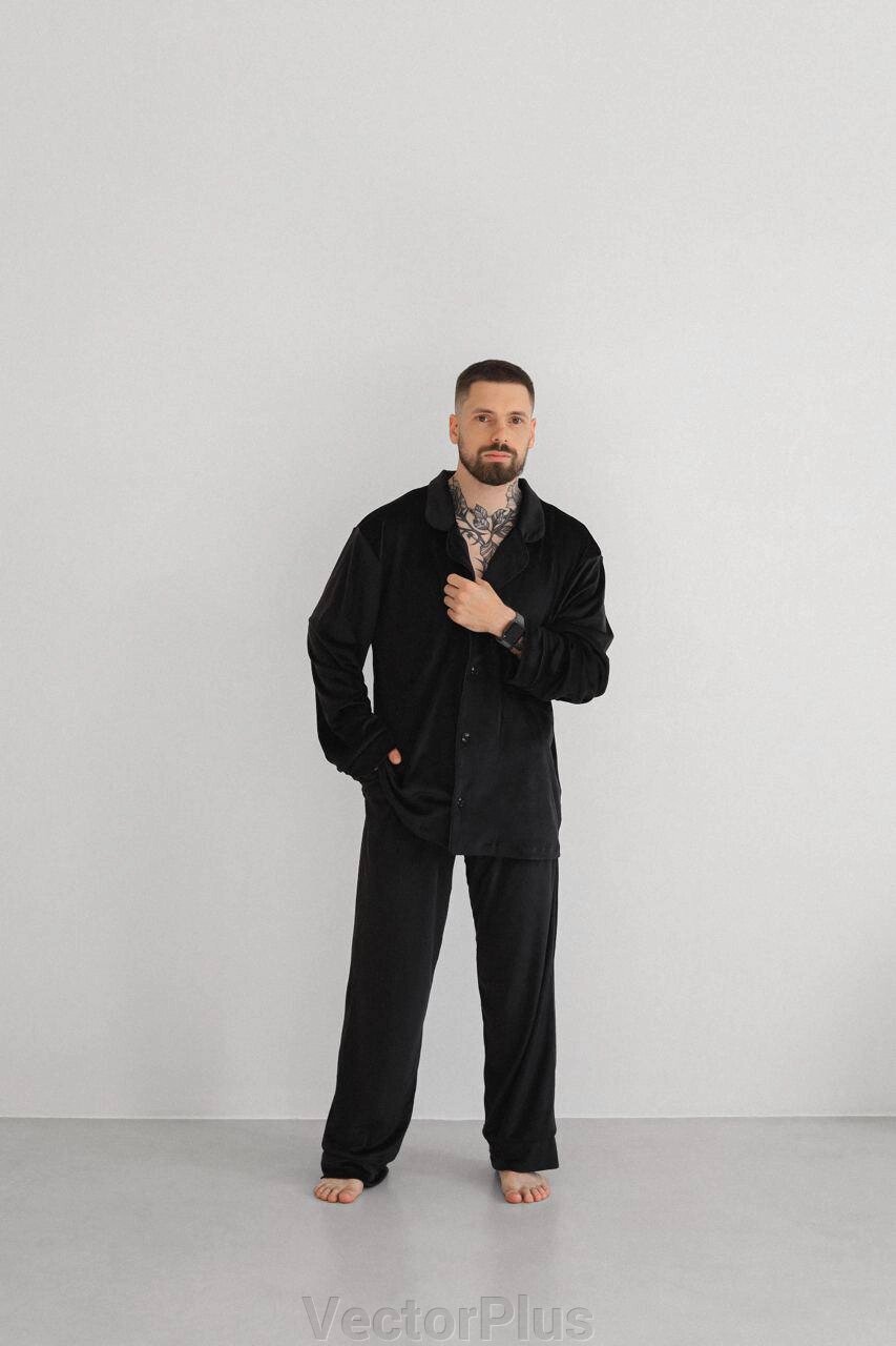 Чоловіча піжама з велюру колір чорний. L 449793 від компанії VectorPlus - фото 1