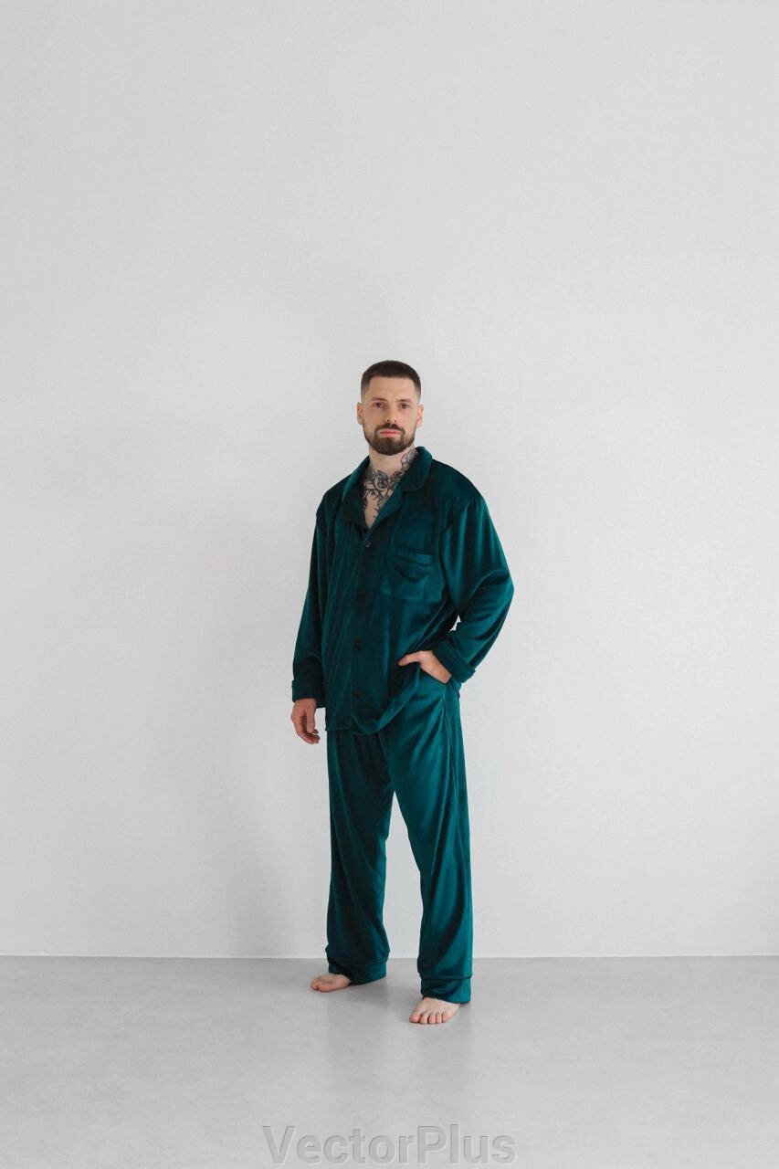 Чоловіча піжама з велюру колір смарагдовий нар. L 449787 від компанії VectorPlus - фото 1