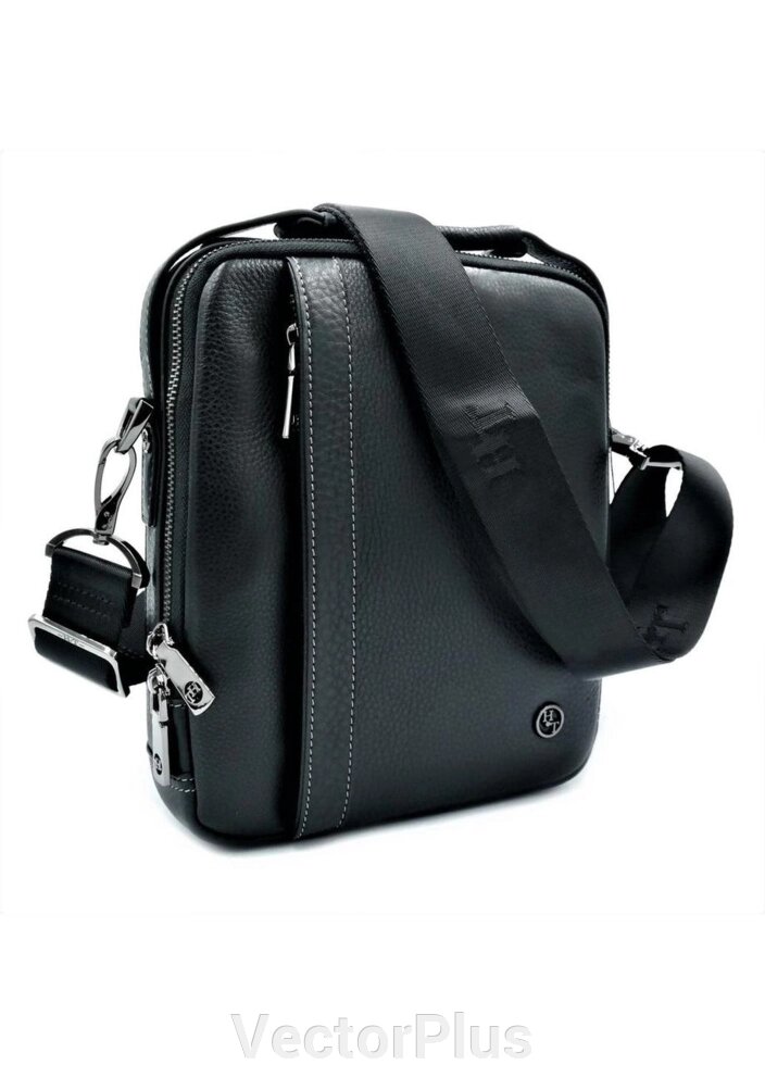 Чоловіча сумка шкіряна H. T.Leather чорного кольору 296476 від компанії VectorPlus - фото 1
