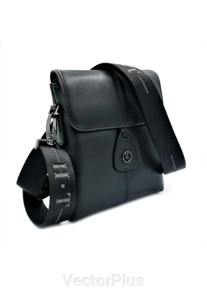 Чоловіча сумка шкіряна H. T.Leather чорного кольору 296477 від компанії VectorPlus - фото 1