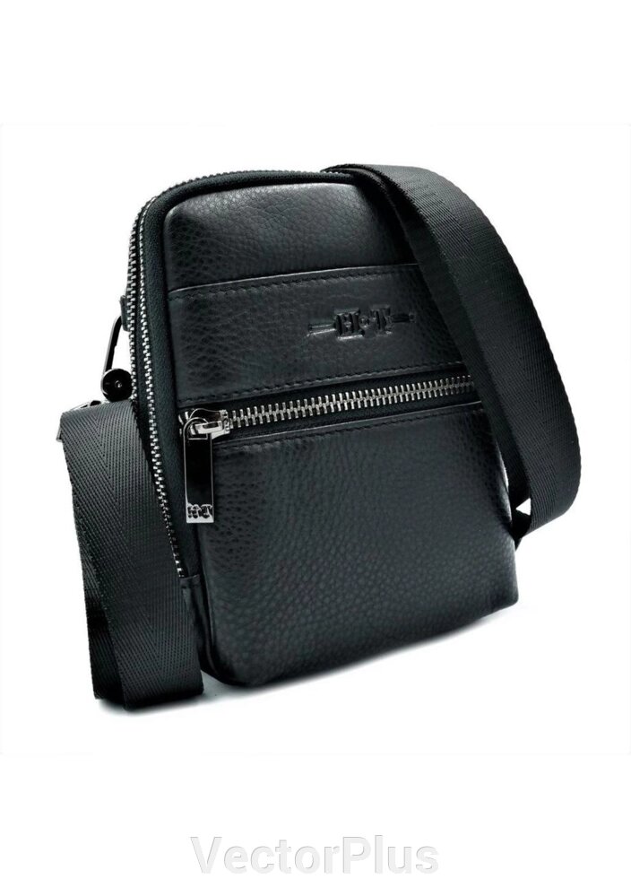 Чоловіча сумка шкіряна H. T.Leather чорного кольору 296479 від компанії VectorPlus - фото 1