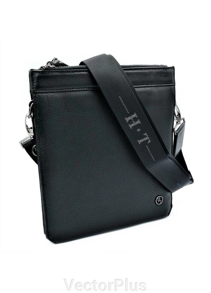 Чоловіча сумка шкіряна H. T.Leather чорного кольору 296486 від компанії VectorPlus - фото 1