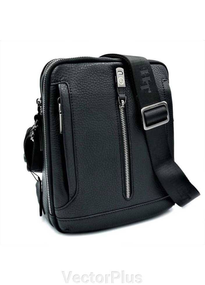 Чоловіча сумка шкіряна H. T.Leather чорного кольору 296489 від компанії VectorPlus - фото 1