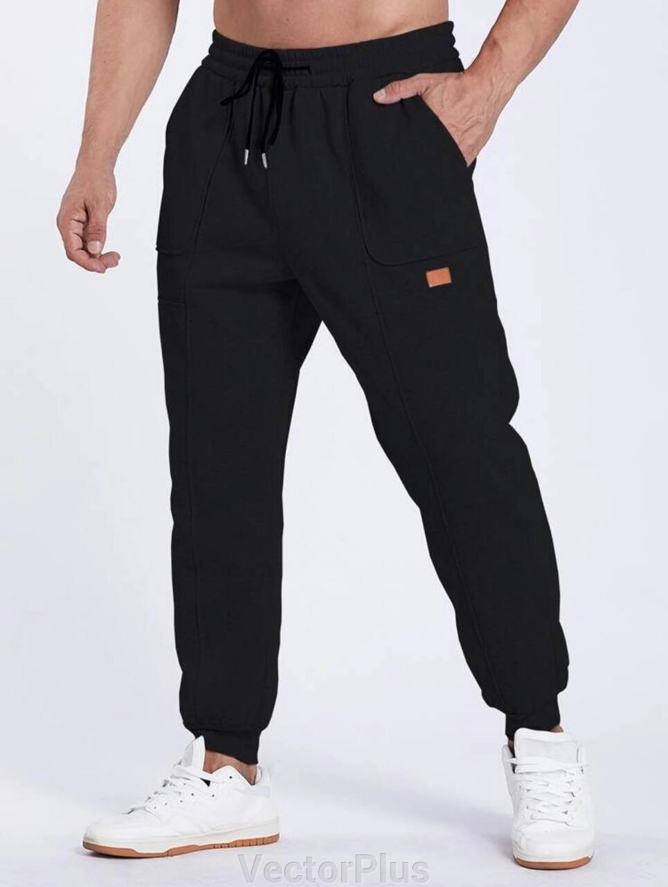 Чоловічі штани з двонитки колір чорний. 44/46 453646 від компанії VectorPlus - фото 1