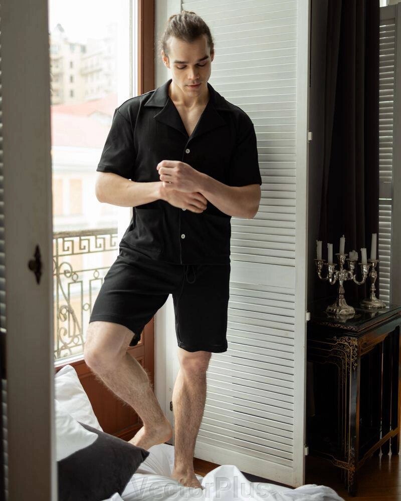 Чоловічий піжамний костюм колір чорний. L 453366 від компанії VectorPlus - фото 1