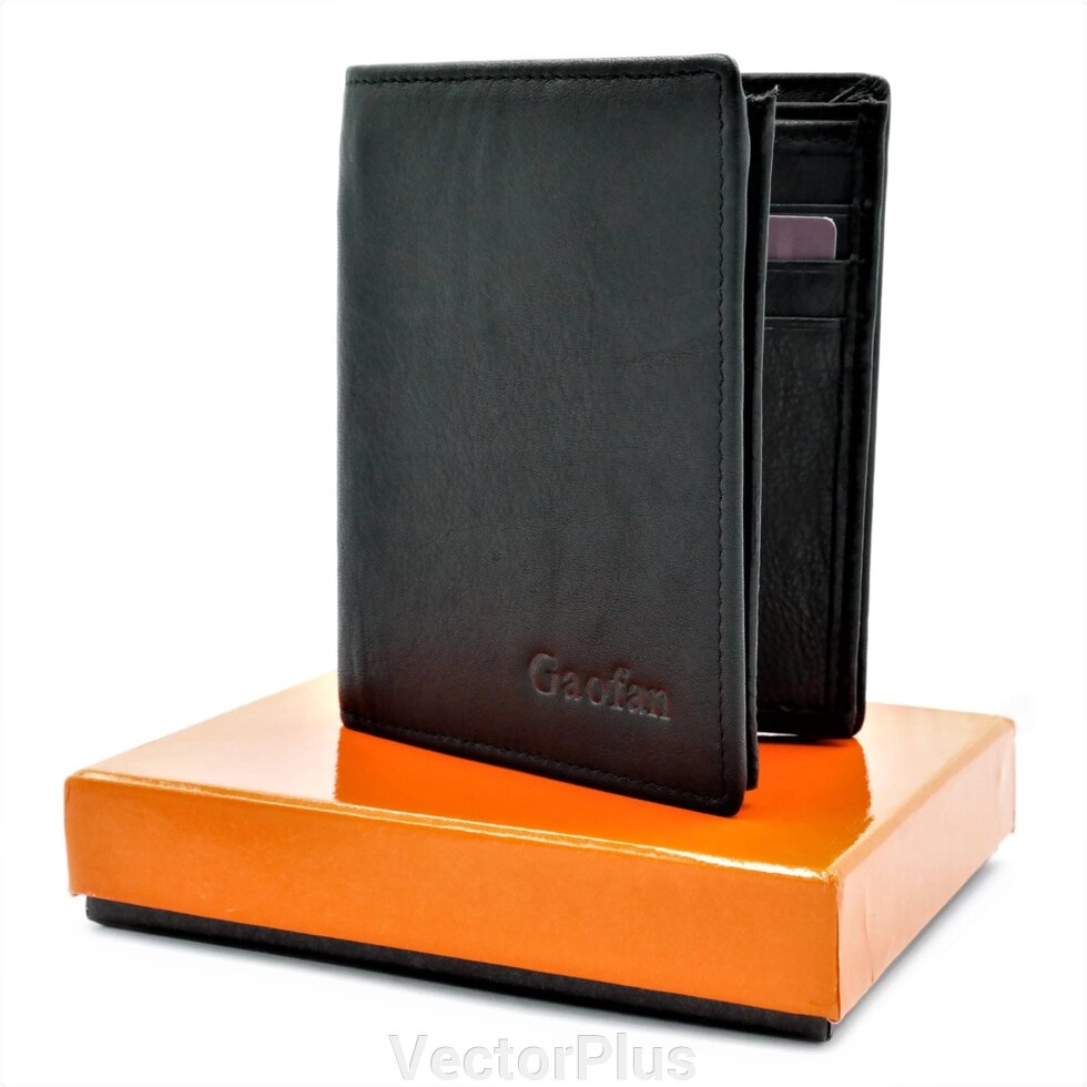 Чоловічий шкіряний гаманець чорний 296545 від компанії VectorPlus - фото 1